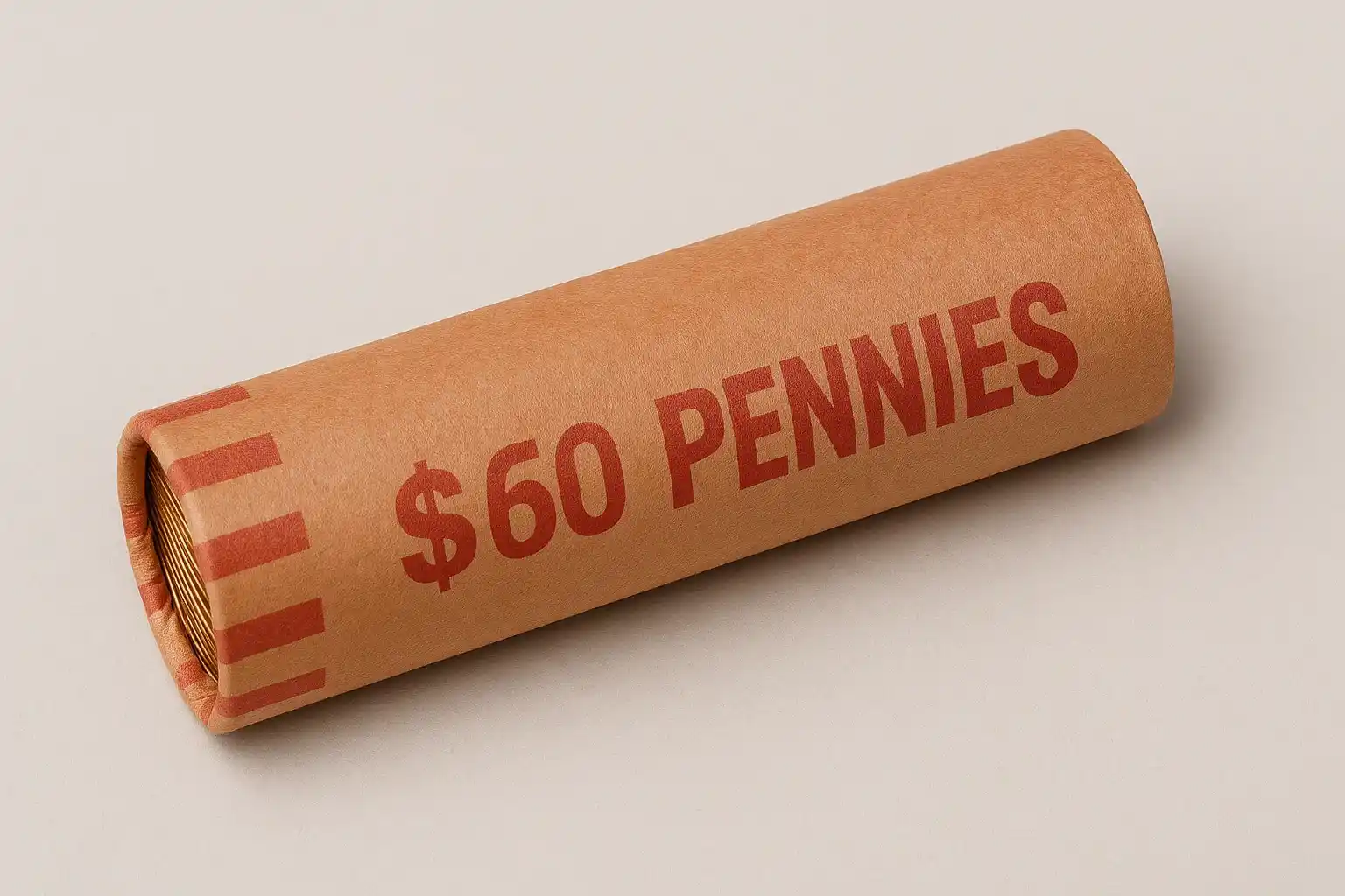 a concept of a $60 pennies roll
