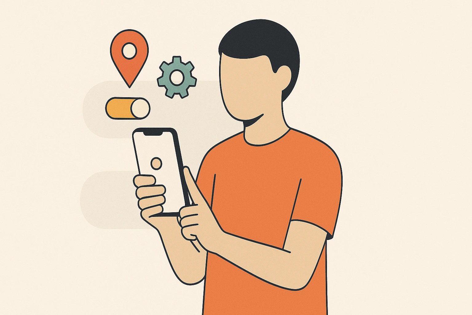 A user checks location settings on his phone.